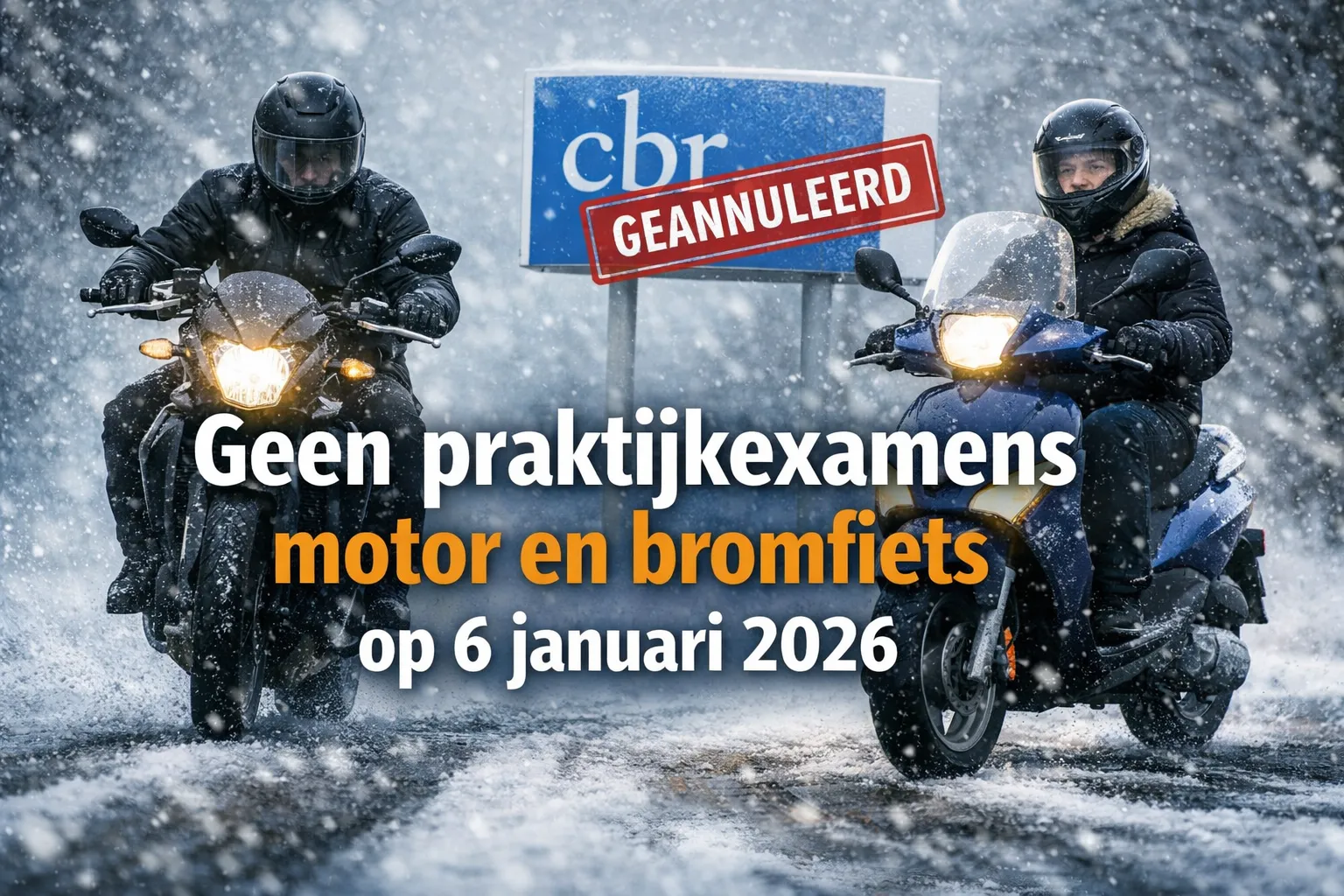 Geen praktijkexamens motor en bromfiets op 6 januari 2026